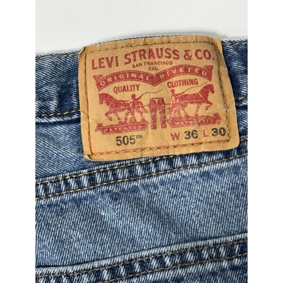 LEVI STRAUSS & CO 505 36/30 Blue Straight Leg Jeans - Picture 5 of 8